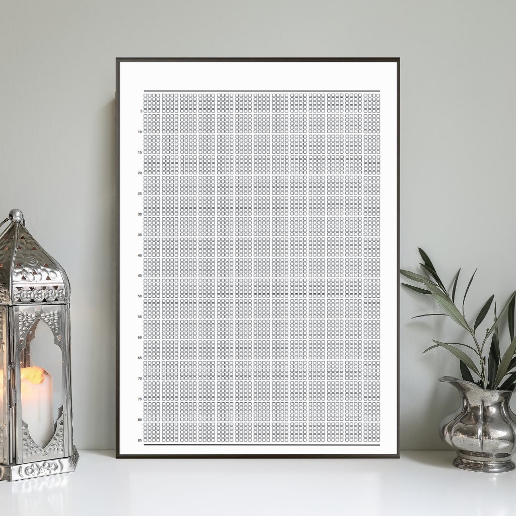 kalendarz tygodnie życia w plastikowej ramce do postawienia na półce